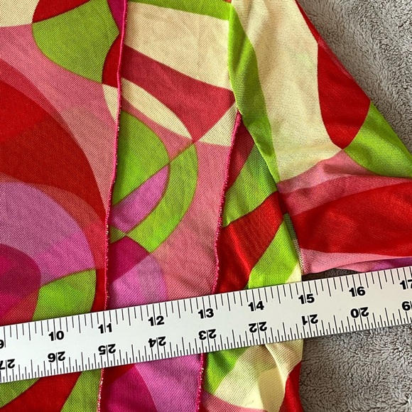Y2K Pucci Inspired Sheer Mesh Vibrant Psychedelic Print Top Shirt Crop Size M - Picture 12 of 14